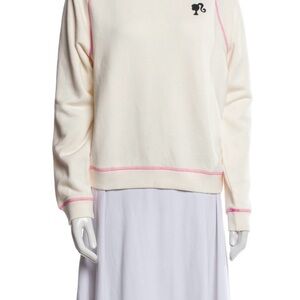 Cream Sweatshirt with Pink Trim